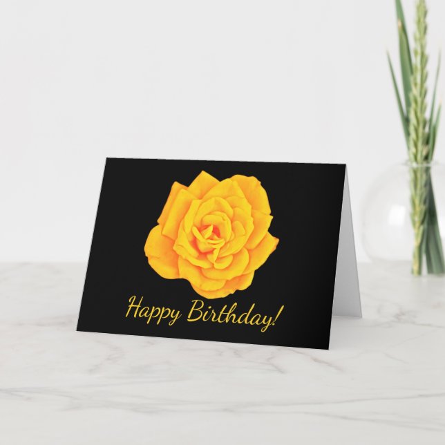 Yellow Gold Rose Dramatisierte Geburtstagskarte Karte (Vorderseite)
