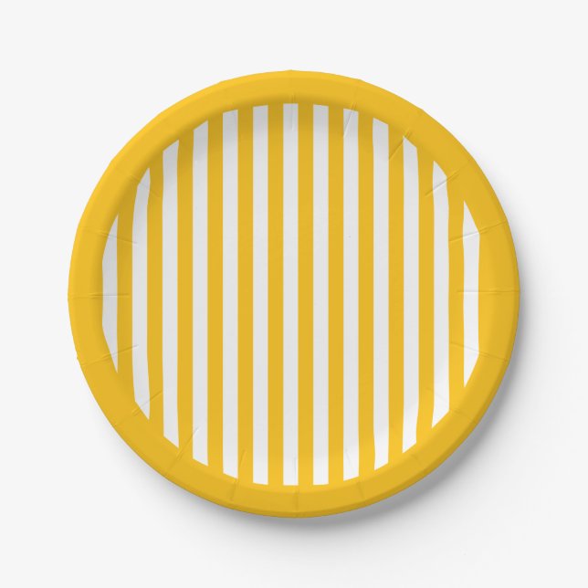 Yellow Gold Stripe Party Pappteller (Vorderseite)