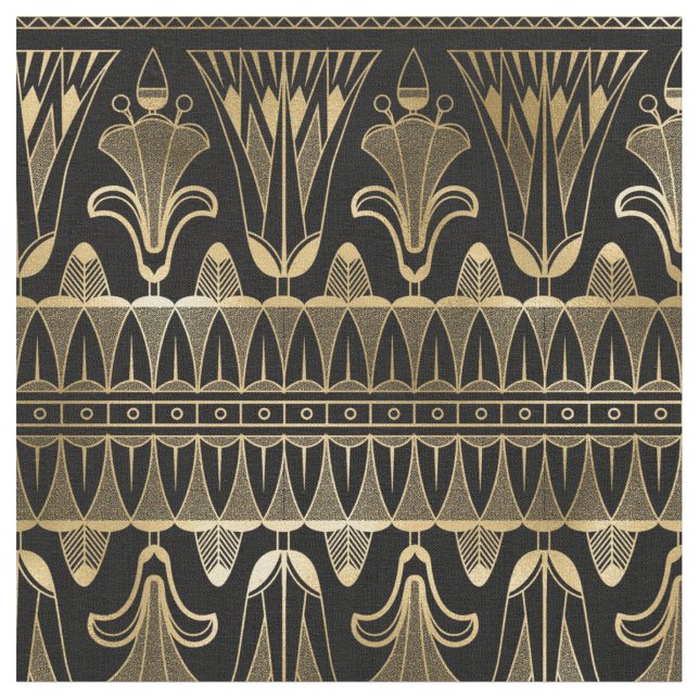 Yellow Gold und Black Art Déco Stoff (Nahaufnahme)