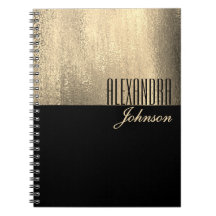 Yellow Gold und Black Simple Name Notebook