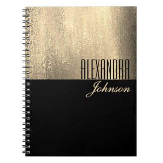 Yellow Gold und Black Simple Name Notebook Notizblock