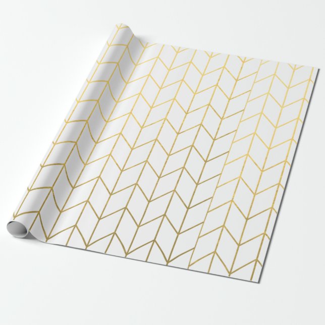 Yellow Gold Zickzack White Modern Chic Geschenkpapier (Ungerollt)