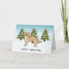 Yellow Golden Retriever Dog Winter Frohe Weihnacht Karte