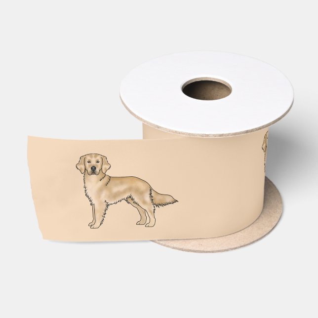 Yellow Golden Retriever Niedlich Cartoon Hunde Bei Satinband (Spule)