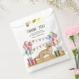 Yellow Golden Retriever Pastel Geburtstag Danke Geschenktütchen