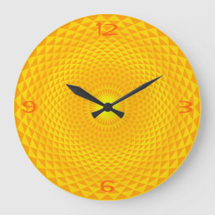 Yellow Golden Sun Lotus Blume Medizingerad OM Große Wanduhr
