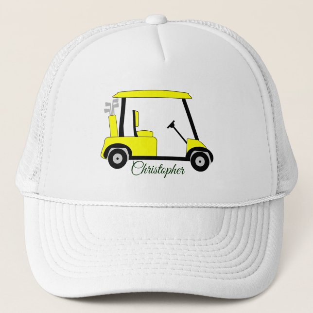 Yellow Golf Buggy Truckerkappe (Vorderseite)