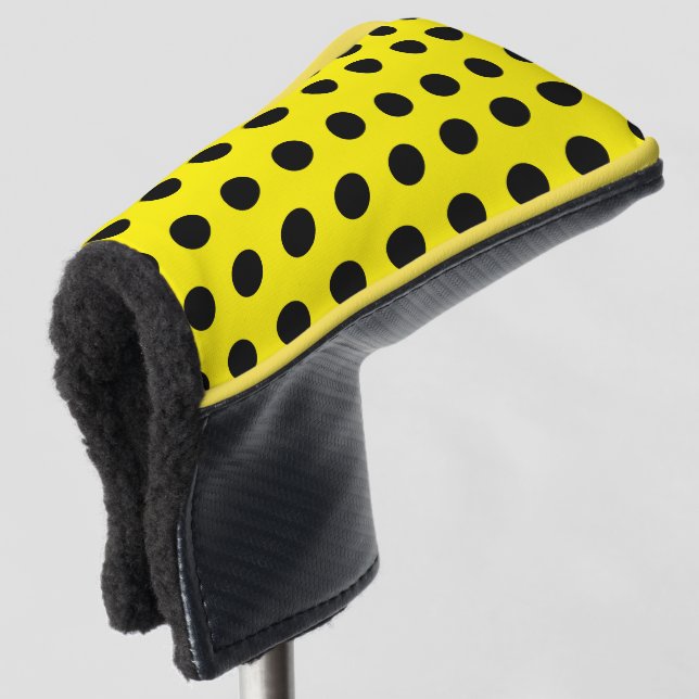 Yellow Golf Putter Cover with Black Dot Pattern Golf Headcover (3/4 Vorderseite)