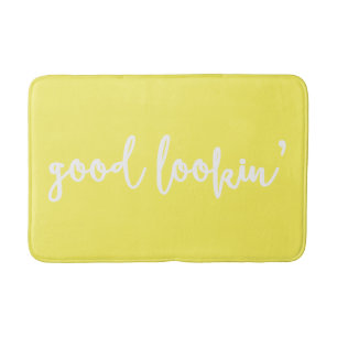 Yellow Good Lookin' Kalligrafie Script Bath Mat Badematte