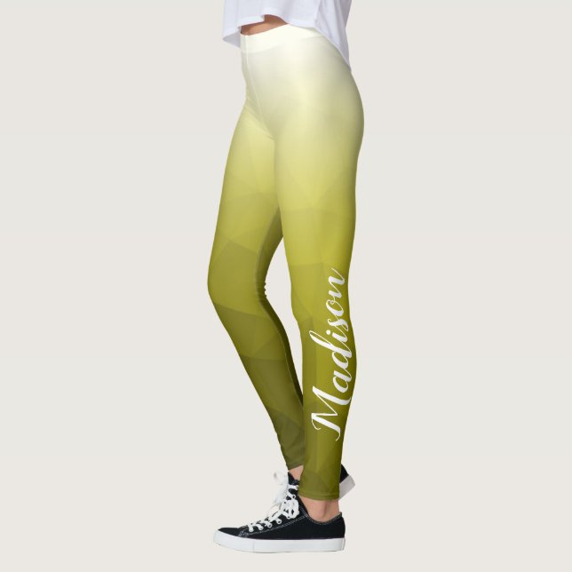 Yellow Gradient Geometric Mesh Pattern Ihr Name Leggings (Links)