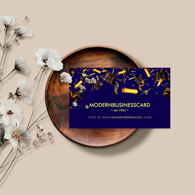 Yellow Graduation Cap Grown School Collage Visitenkarte (Von Creator hochgeladen)