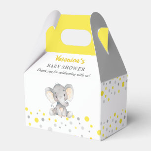 Yellow Graue Elefant Polka Dot Neutral Baby Dusche Geschenkschachtel