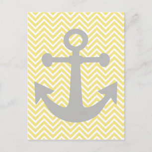 Yellow & Gray Anchor Nautical Pastel von Lara Kulp Postkarte