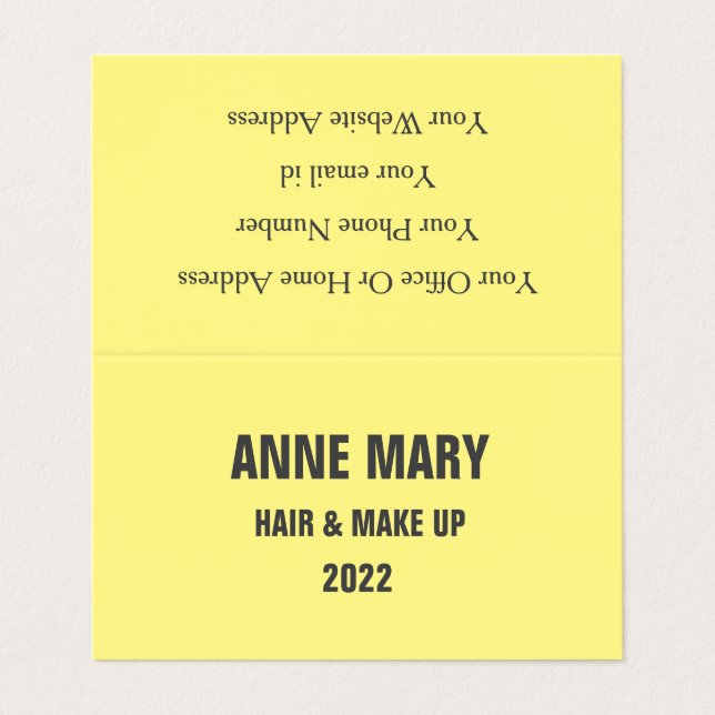 Yellow Gray Beauty Hair Salon 2022 Visitenkarten (Außenseite Aufgefaltet)