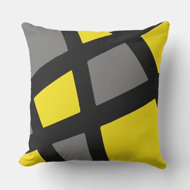 Yellow Gray Black Geometric Kissen (Vorderseite)