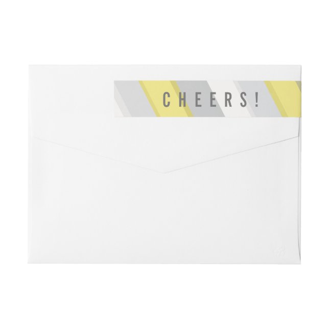 Yellow & Gray Bold Stripes Cheques New Year Addres (Rückseite)