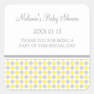 Yellow Gray Dots Babydusche Sticker