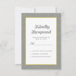 Yellow Gray Geometric Artistic | Abstrakt modern RSVP Karte