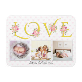Yellow, gray LOVE, pink roses Valentines Day Magnet