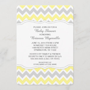 Yellow Gray Zickzack Babydusche lädt MODERN ein Einladung