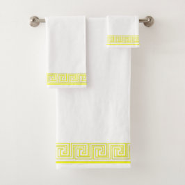 Yellow Grecian Frieze Design Badhandtuch Set
