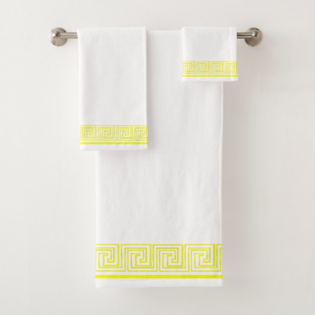 Yellow Grecian Frieze Design Badhandtuch Set (Insitu)