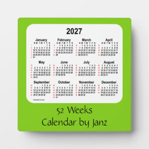 Yellow Green 52 Weeks Calendar von Janz 2027 Fotoplatte