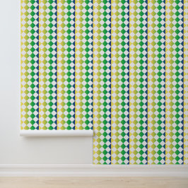 Yellow Green Blue Checker Diamond Pattern Tapete