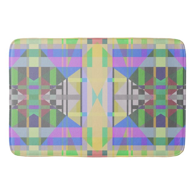 Yellow Green Blue Lila Geometric Badematte (Vorderseite)