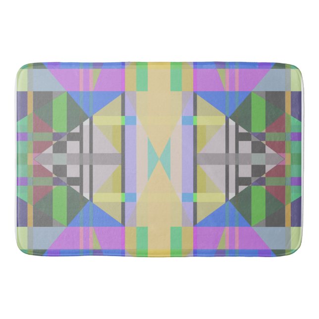 Yellow Green Blue Lila Geometric Badematte (Vorderseite)