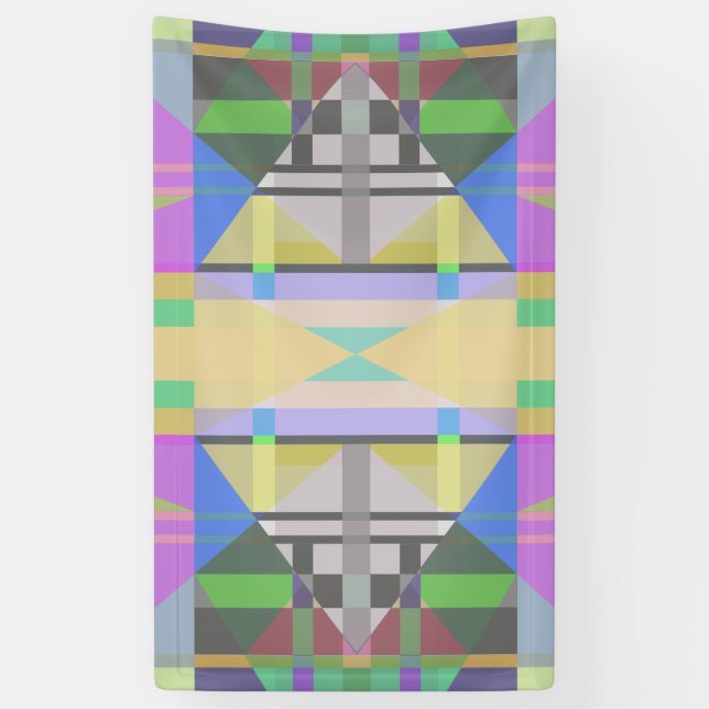 Yellow Green Blue Lila Geometric Banner (Vertikal)