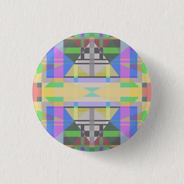 Yellow Green Blue Lila Geometric Button (Vorderseite)