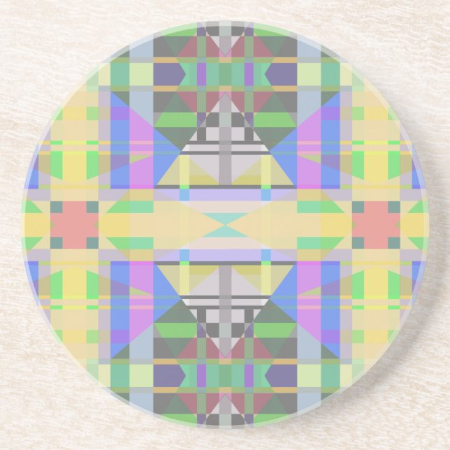 Yellow Green Blue Lila Geometric Getränkeuntersetzer (Vorne)