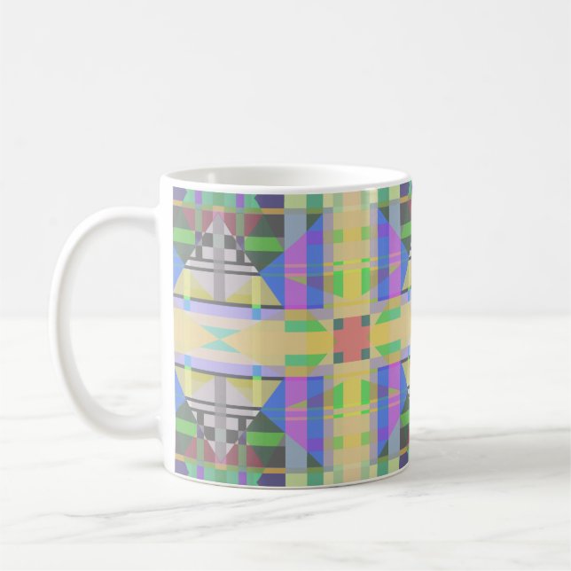 Yellow Green Blue Lila Geometric Kaffeetasse (Links)