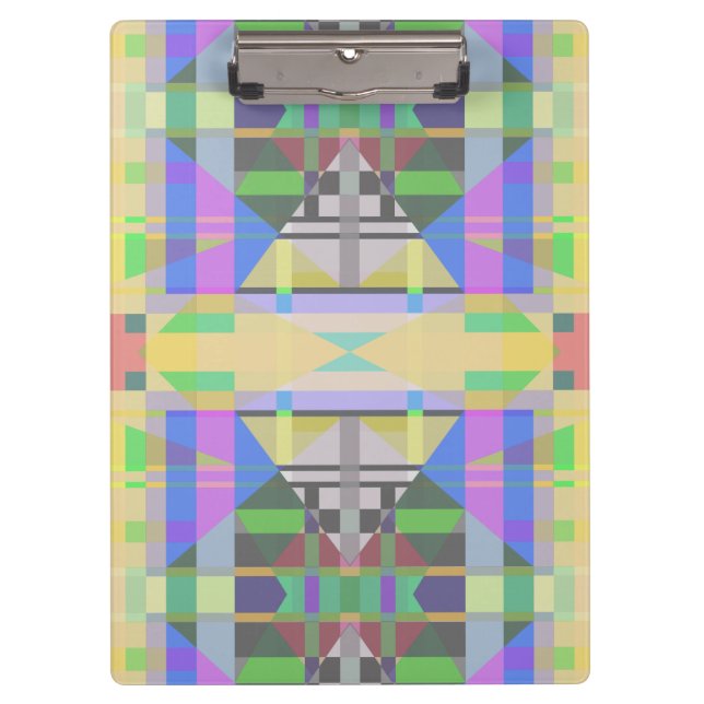 Yellow Green Blue Lila Geometric Klemmbrett (Vorderseite)