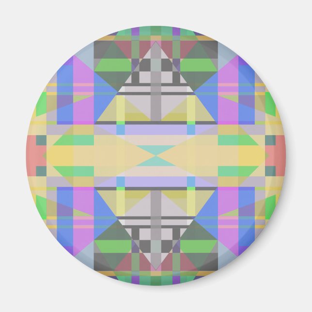 Yellow Green Blue Lila Geometric Magnet (Vorne)
