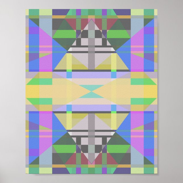 Yellow Green Blue Lila Geometric Poster (Vorne)