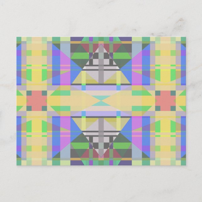 Yellow Green Blue Lila Geometric Postkarte (Vorderseite)