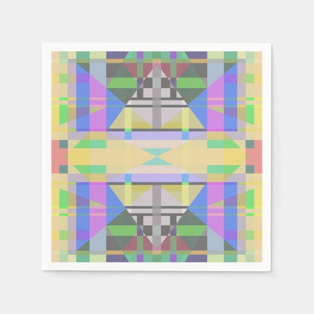 Yellow Green Blue Lila Geometric Serviette (Vorderseite)