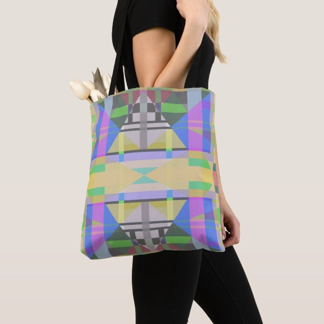 Yellow Green Blue Lila Geometric Tasche (Von Nahem)