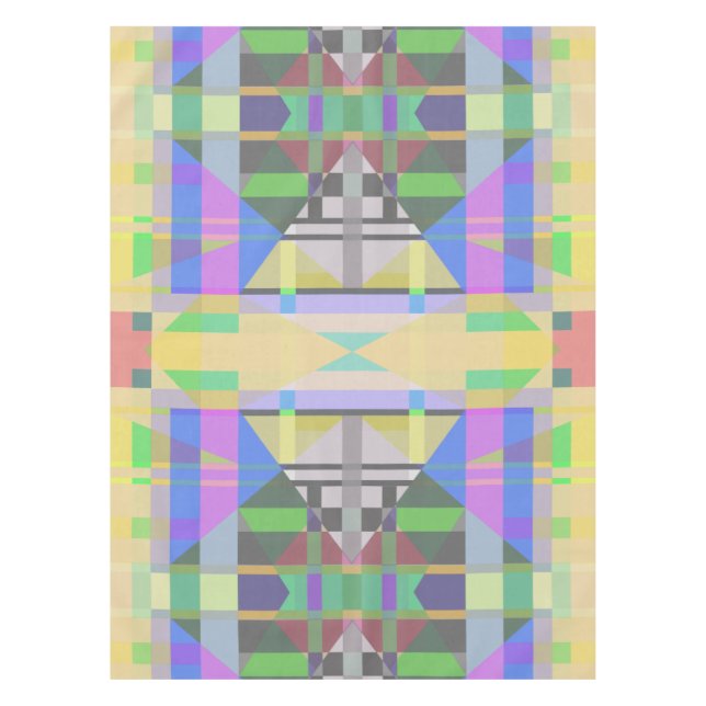 Yellow Green Blue Lila Geometric Tischdecke (Vorderseite)