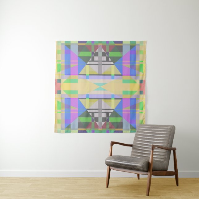 Yellow Green Blue Lila Geometric Wandteppich (Beispiel)