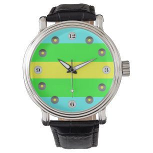 Yellow, Green, Blue Wide Stripes by Shirley Taylor Armbanduhr