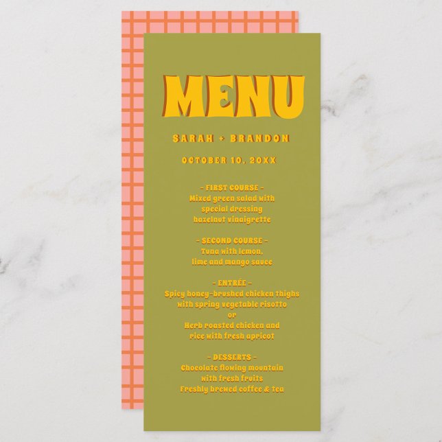 Yellow Green Bold Super Typographie Mariage Menu (Créateur téléchargé)