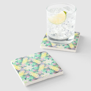 Yellow Green Botanical Drinks Coasters Steinuntersetzer