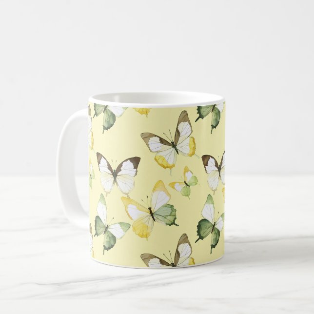 Yellow Green Butterflies Kaffeetasse (Vorderseite Links)