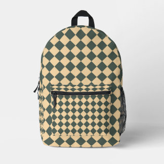Yellow Green Checker Diamond Pattern Bedruckter Rucksack