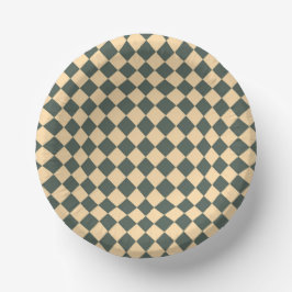 Yellow Green Checker Diamond Pattern Pappteller