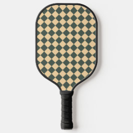 Yellow Green Checker Diamond Pattern Pickleball Schläger