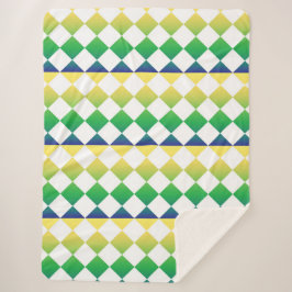 Yellow Green Checker Diamond Pattern Sherpadecke